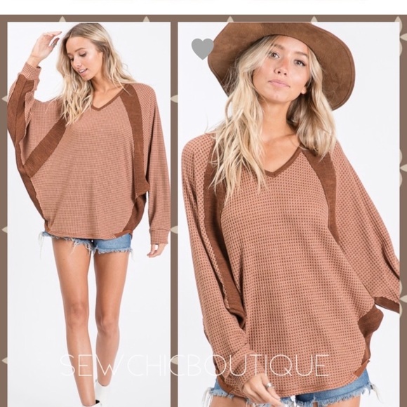 Dolman Sleeve Waffle Knit Top Anthropologie - Picture 1 of 4